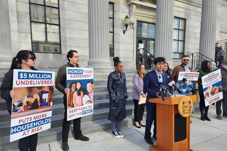 Montgomery County's Democratic commissioners Neil Makhija and Jamila Winder held a news conference Friday to draw attention to millions in federal housing funds they have yet to receive from HUD.