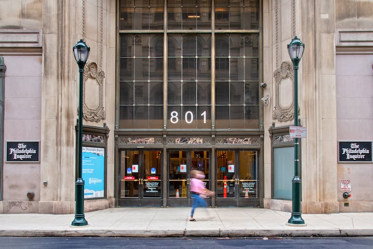 The entrance to the Inquirer offices on 8th Street in Philadelphia.