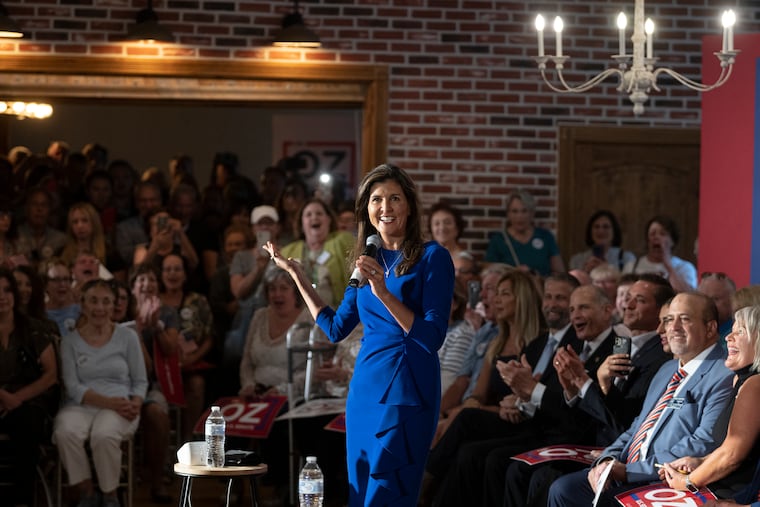 Former South Carolina Governor and ambassador to the UN Nikki Haley stumps for Dr. Mehmet Oz in Delaware County in September 8, 2022. Haley's presidential campaign was endorsed by Americans for Prosperity Action on Tuesday.