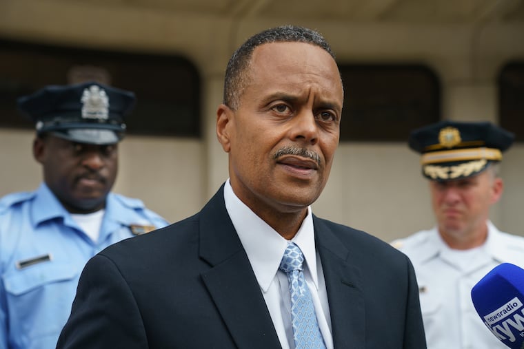 Former Police Commissioner Richard Ross speaks with the media outside Police Headquarters, in Philadelphia, Wednesday, Aug. 21, 2019.