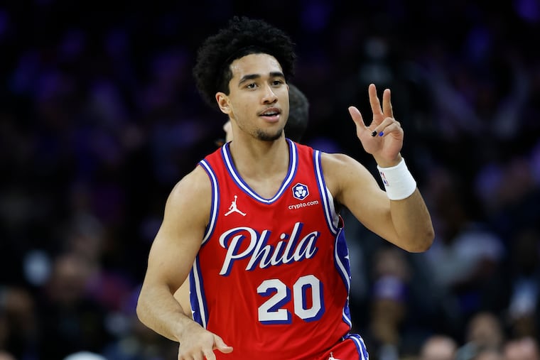Sixers guard Jared McCain averaged 15.3 points in 23 games as a rookie.