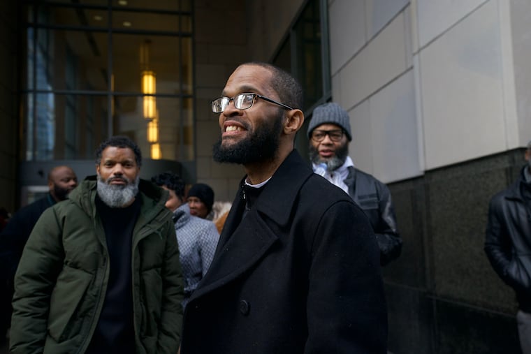 Theophalis Wilson, shown here outside the Criminal Justice Center, was exonerated Tuesday, Jan. 21, 2020 after 28 years in prison for a triple murder that took place when he was just 17 years old.