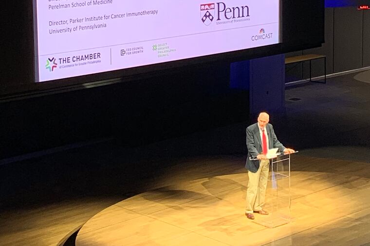 Carl June, oncologist and HIV cell therapy researcher of the University of Pennsylavania, addresses the BIO 2019 conference on Monday, June 3, 2019.